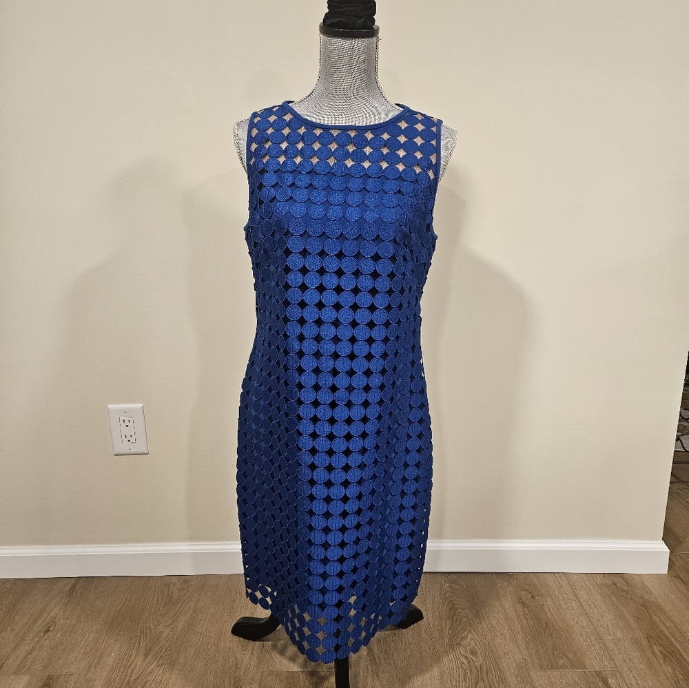 Ralph Lauren Royal Blue Geometric Midi Dress